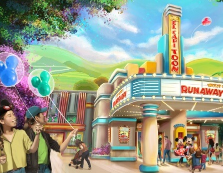Illustrative rendering of Mickey & Minnie's Runaway Railway coming soon.